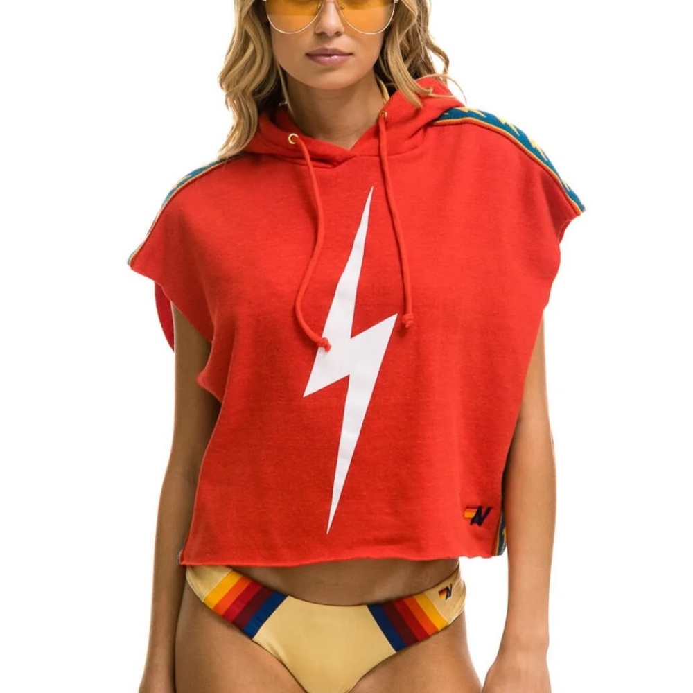 BOLT STRIPE SLEEVELESS HOODIE